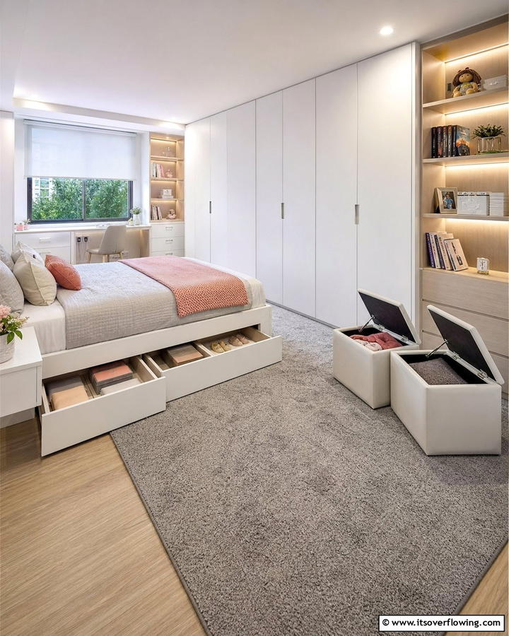 Sleek Storage Solutions - 30 Tween Bedroom Ideas for Fun and Age-Appropriate Style