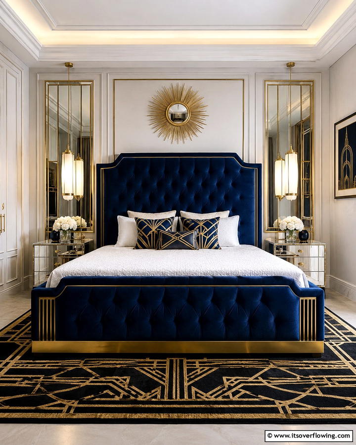 Sleek Upholstered Beds - 25 Art Deco Bedroom Ideas for a Timeless Look