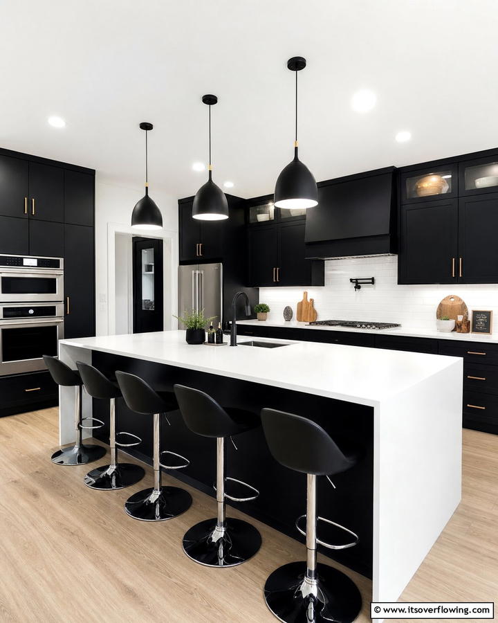 Sleek White Countertops - 21 Striking Black & White Kitchen Ideas for Bold Spaces