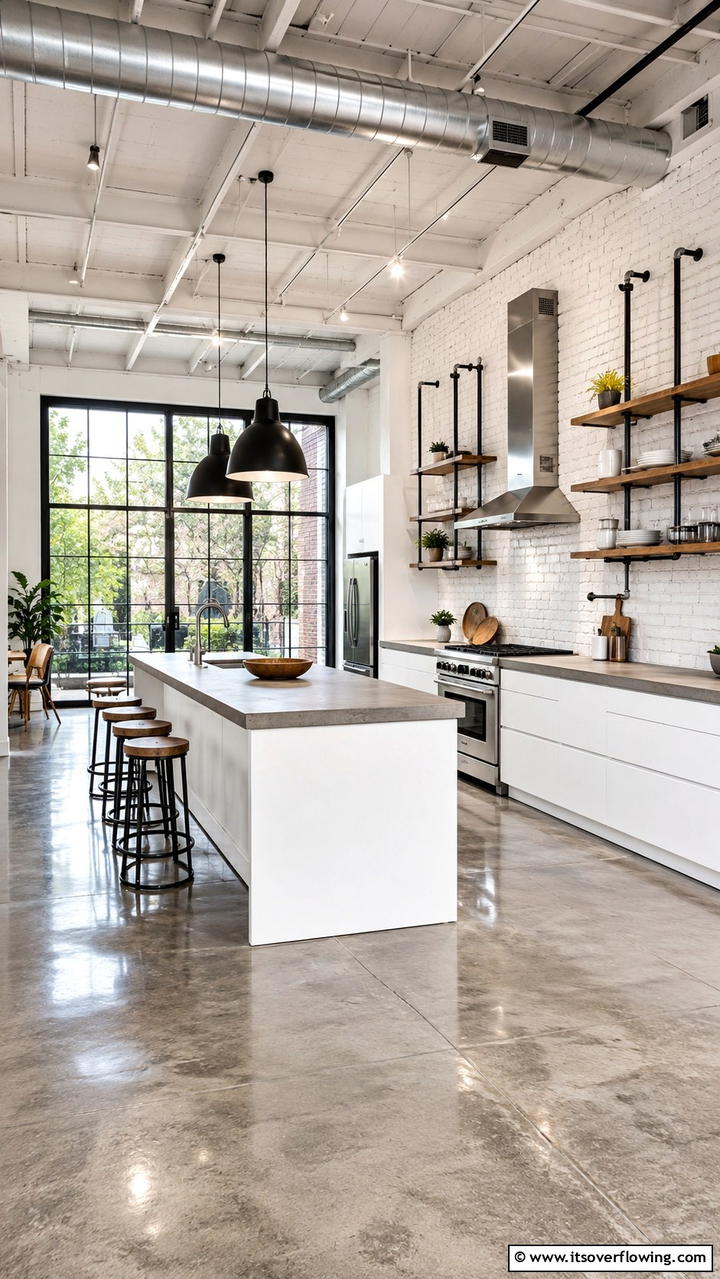 Sleek White Industrial Style - 21 Timeless White Kitchen Ideas for a Clean, Bright Look