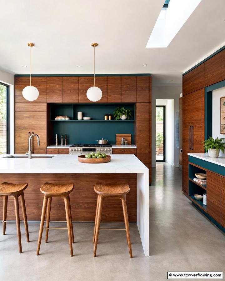 Sleek Wooden Cabinetry - 25 Mid-century Modern Kitchen Ideas for a Retro and Functional Space