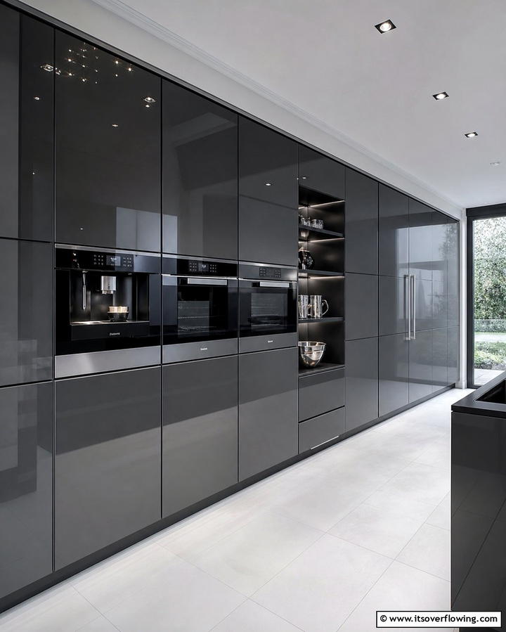 Sleek and Modern Aesthetic - 25 Modern Floor to Ceiling Kitchen Cabinets Ideas
