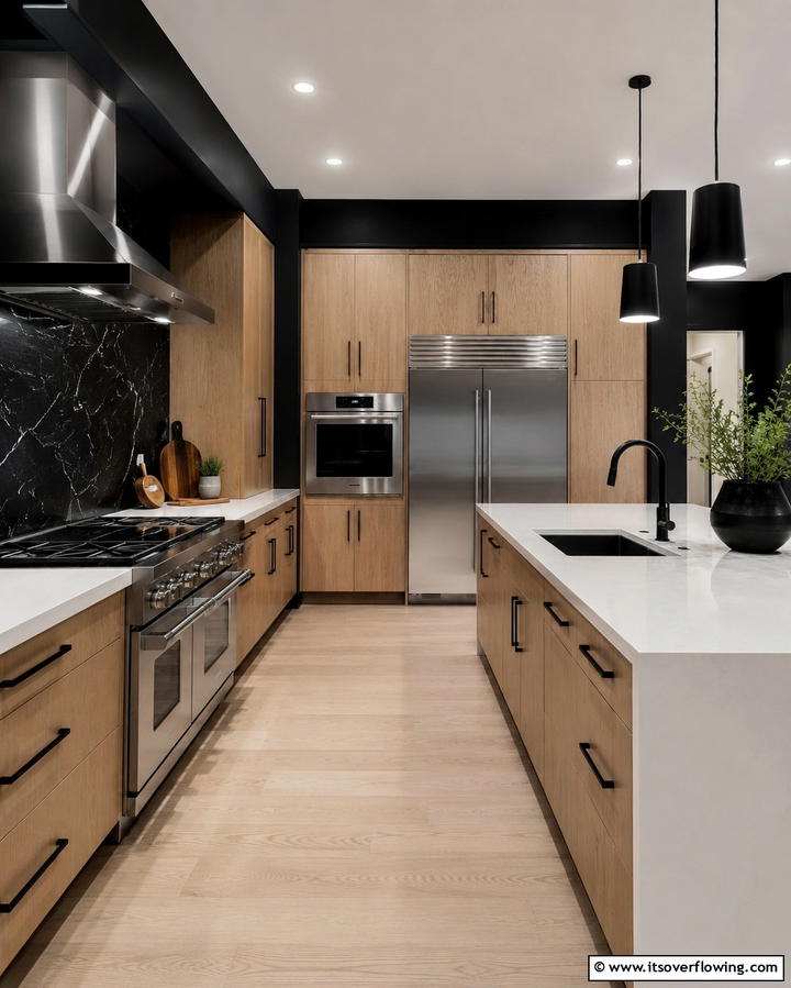 Sleek and Modern Monochrome - 30 White Oak Cabinet Kitchen Ideas for Timeless Style