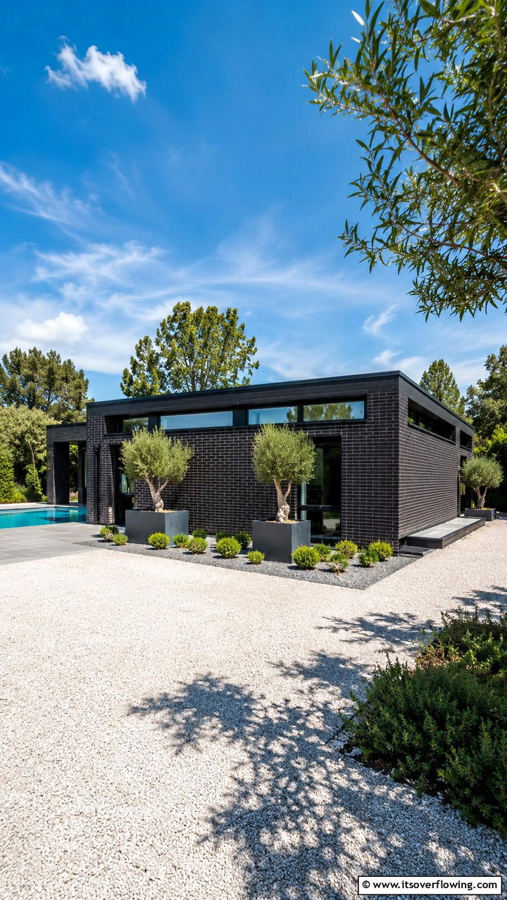Sleek and Simple Black Brick Villa - 30 Black Brick House Exteriors for Bold Curb Appeal