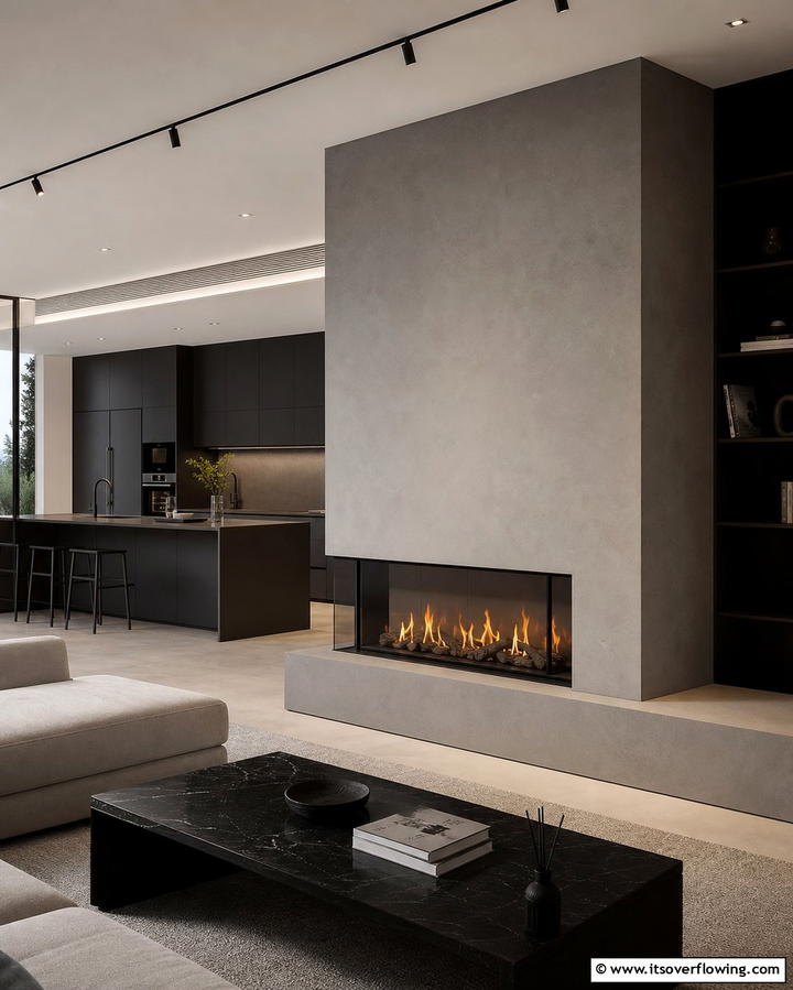 Sleek and Simple with Smooth Stone - 25 Floor to Ceiling Stone Fireplace Ideas for Drama