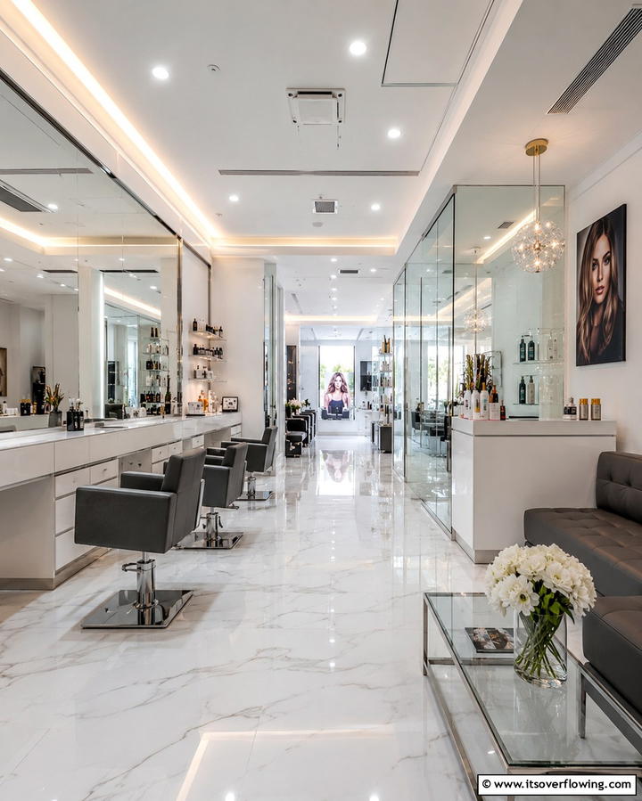 Sleek and Sophisticated Salon - 30 Salon Interior Design Ideas for a Chic Beauty Space