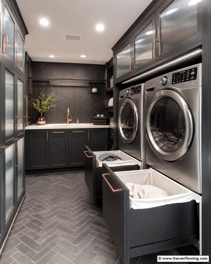 Slide Out Drawer Storage - 25 Laundry Basket Storage Ideas for a Tidy Home