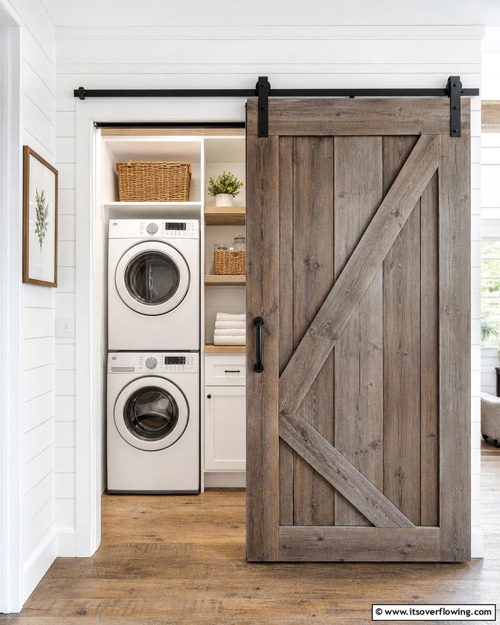 Sliding Barn Door Charm - 20 Laundry Room Door Ideas for a Stylish and Functional Space