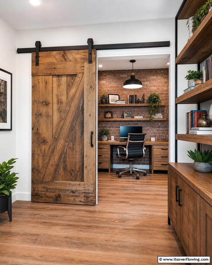 Sliding Barn Door Charm - 20 Home Office Door Ideas for Stylish Workspaces
