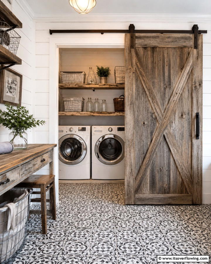 Sliding Barn Door - 20 Vintage Laundry Room Decor Ideas for a Retro Look