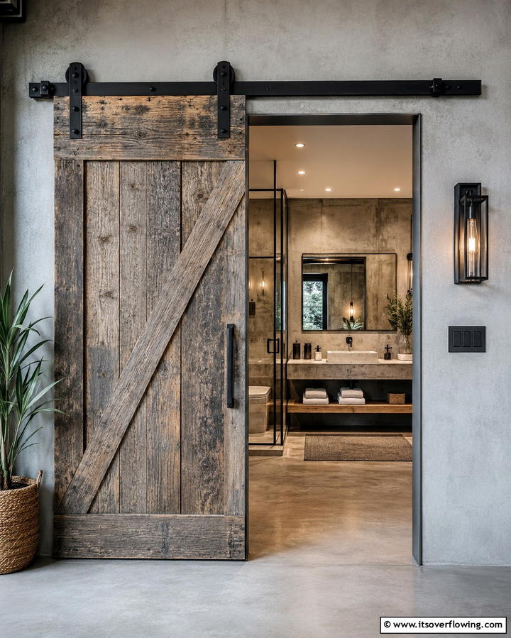 Sliding Barn Doors - 25 Industrial Bathroom Ideas for a Bold Look