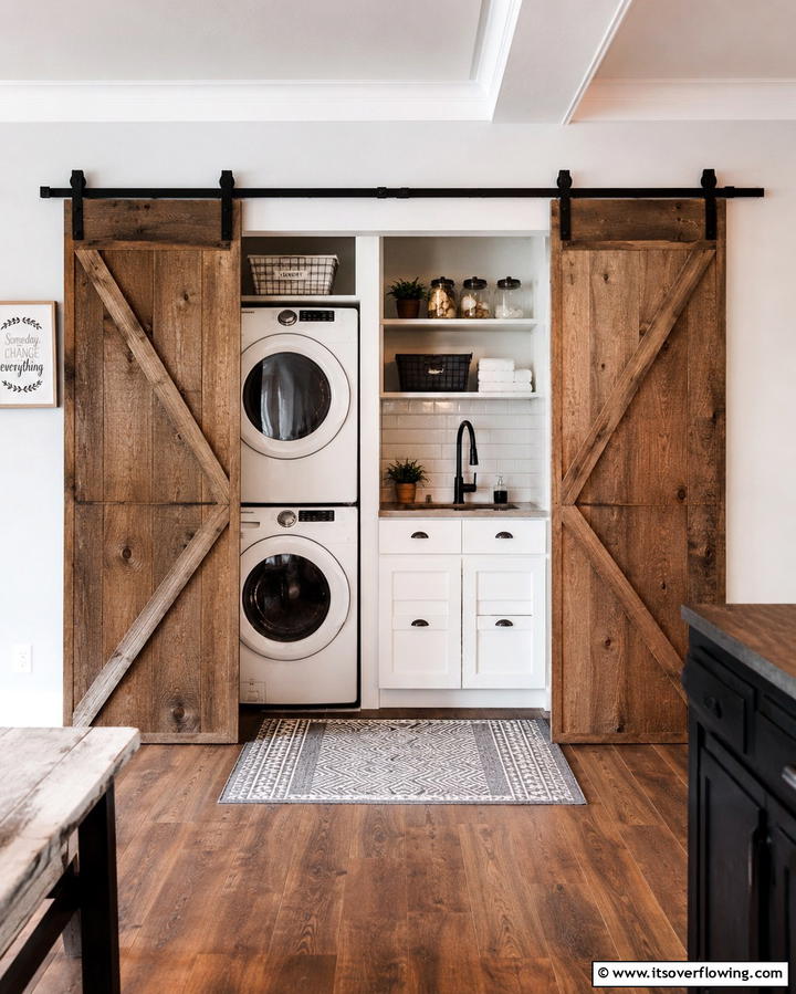Sliding Barn Doors - 25 Laundry Closet Ideas for Small Spaces