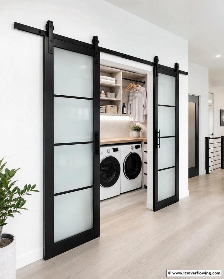 Sliding Barn Doors - 25 Modern Laundry Room Ideas for a Functional Space