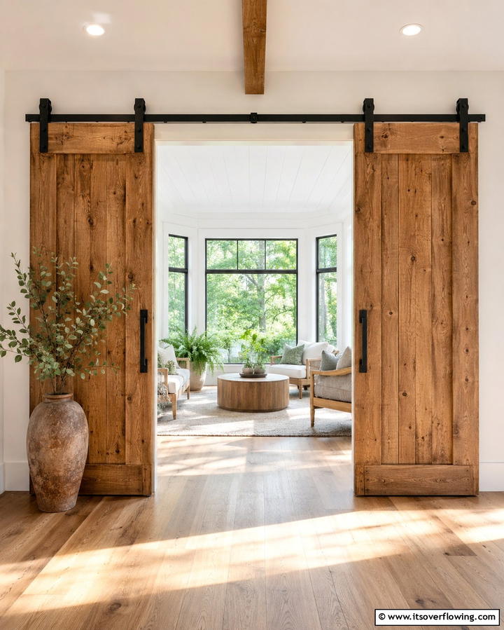 Sliding Barn Doors - 25 Rustic Sunroom Ideas to Enjoy Nature Indoors