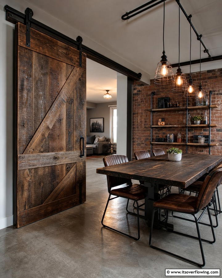 Sliding Barn Doors - 20 Industrial Dining Room Ideas for a Modern Look
