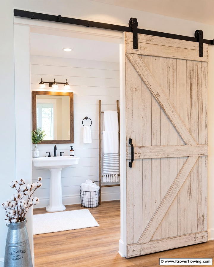 Sliding Barn Doors - 25 Bathroom Door Ideas to Enhance Your Space