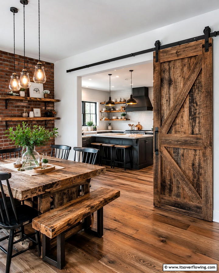 Sliding Barn Doors - 25 Eat in Kitchen Ideas for a Cozy and Functional Dining Space