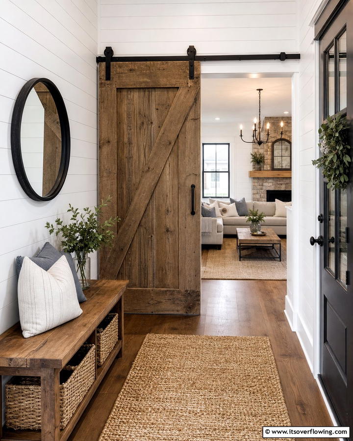 Sliding Barn Doors - 25 Farmhouse Entryway Ideas for a Warm and Welcoming First Impression