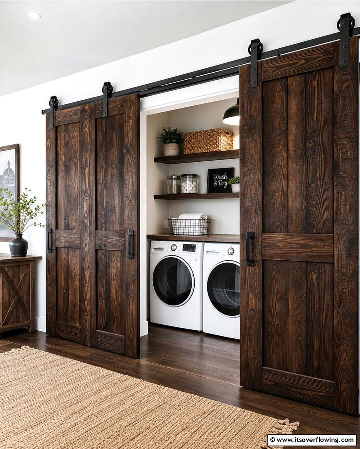 Sliding Barn Doors - 25 Farmhouse Laundry Room Ideas for Function and Style