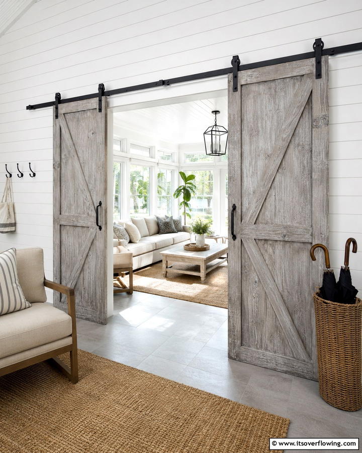 Sliding Barn Doors for Functional Style - 25 Rustic Sunroom Ideas to Enjoy Nature Indoors