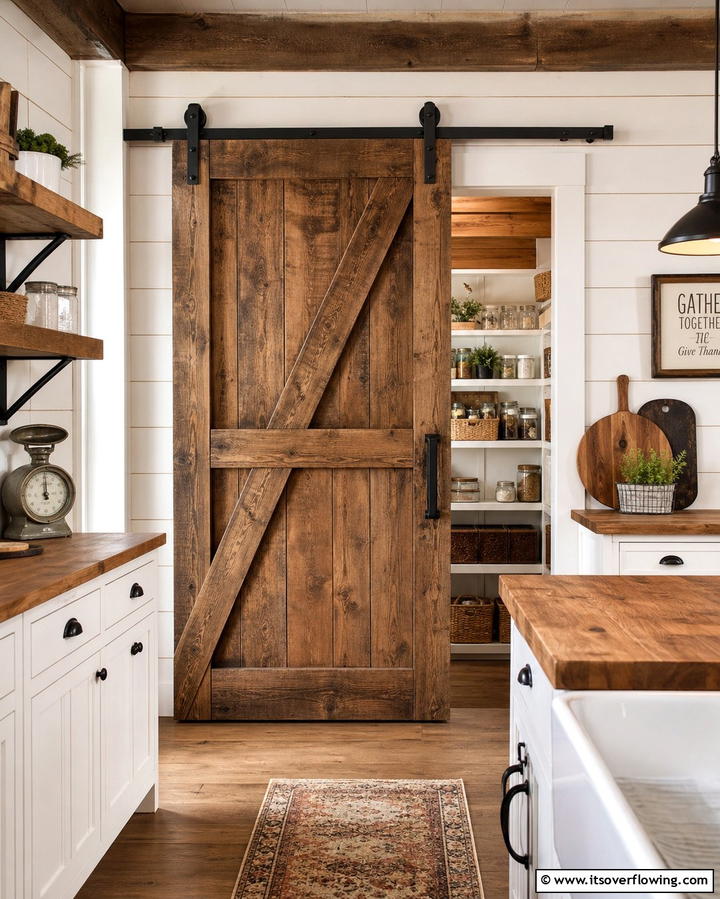 Sliding Barn Doors for Pantry Access - 25 Barndominium Kitchen Ideas for a Rustic and Modern Space