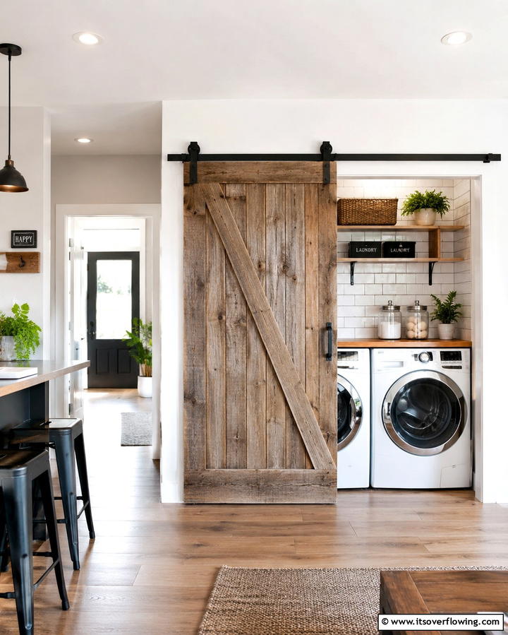 Sliding Barn Doors for Stylish Access - 25 Modern Laundry Room Ideas for a Functional Space