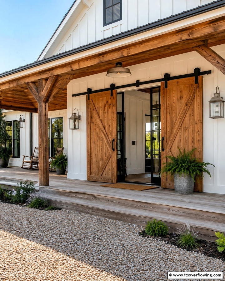 Sliding Barn Style - 25 Double Front Door Ideas for a Grand Entrance