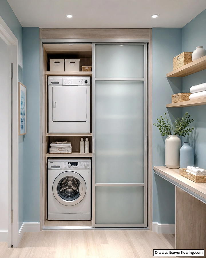 Sliding Door Cabinets for Limited Spaces - 25 Laundry Room Cabinet Ideas for Organization