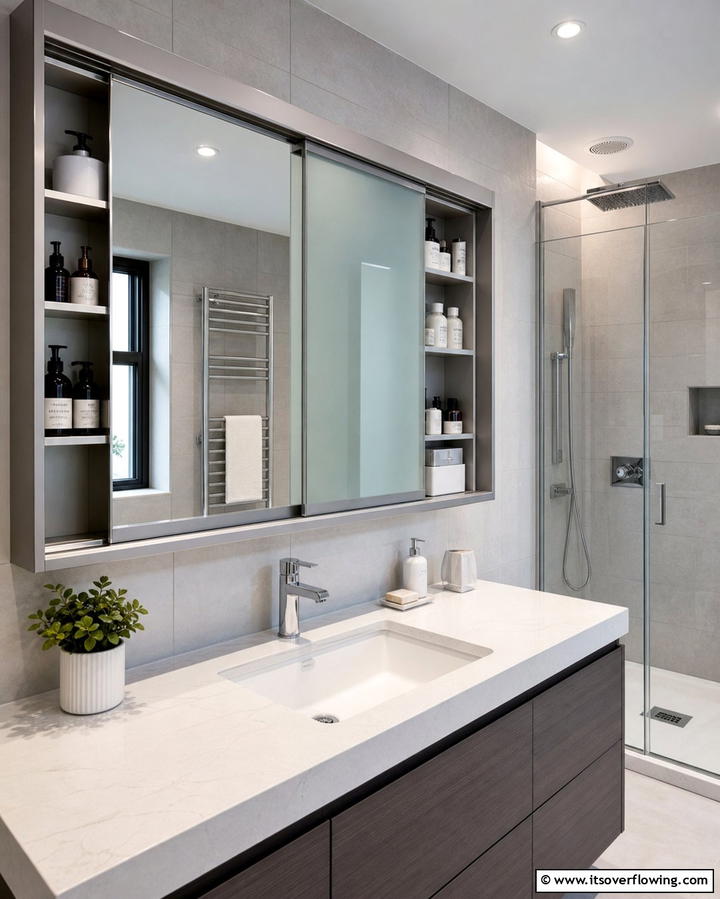 Sliding Door Cabinets for Tight Bathrooms - 25 Bathroom Cabinet Ideas for Organized Spaces
