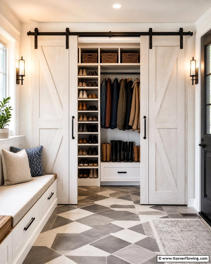 Sliding Doors for Concealment - 25 Boot Room Ideas for Organized Entryways