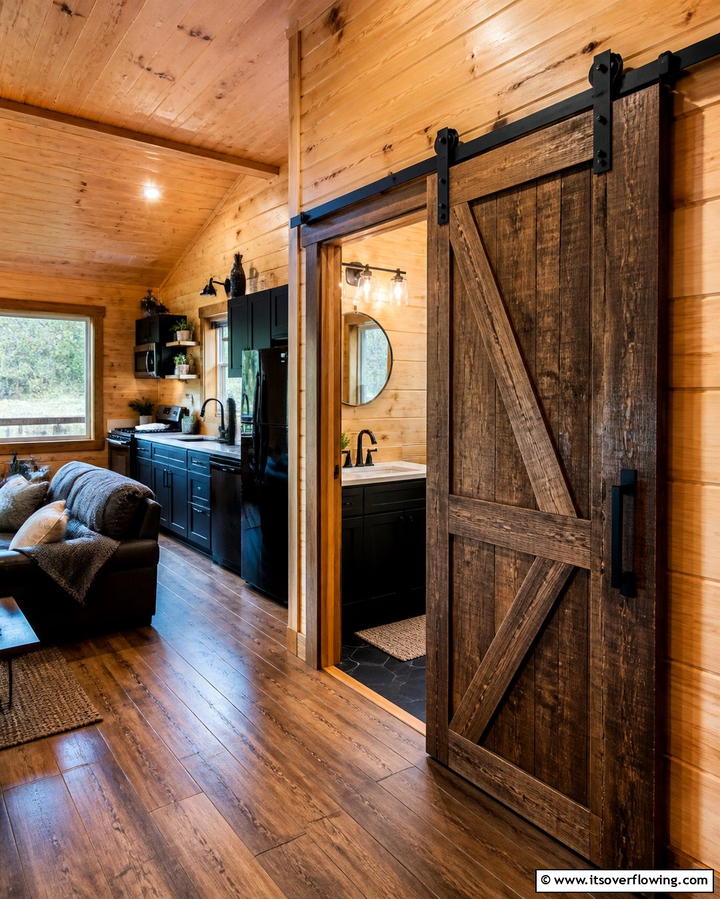 Sliding Doors for Space Efficiency - 25 One Room Cabin Interior Design Ideas for a Cozy Retreat