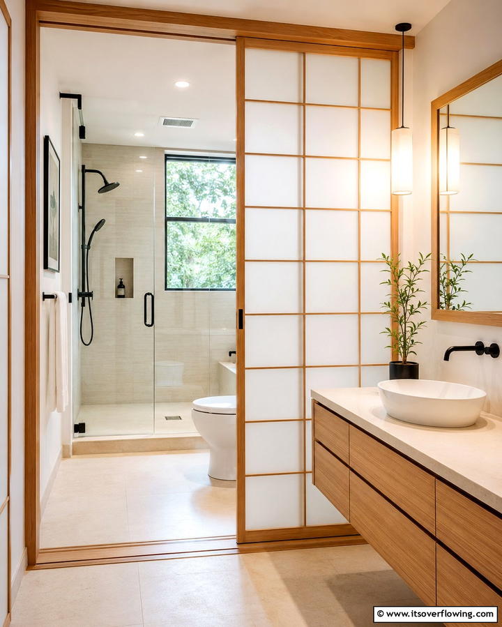 Sliding Doors for Space Efficiency - 20 Zen Bathroom Ideas for a Relaxing Retreat