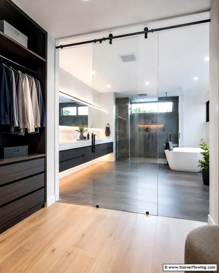 Sliding Glass Door for Modern Appeal - 25 Bathroom Door Ideas to Enhance Your Space