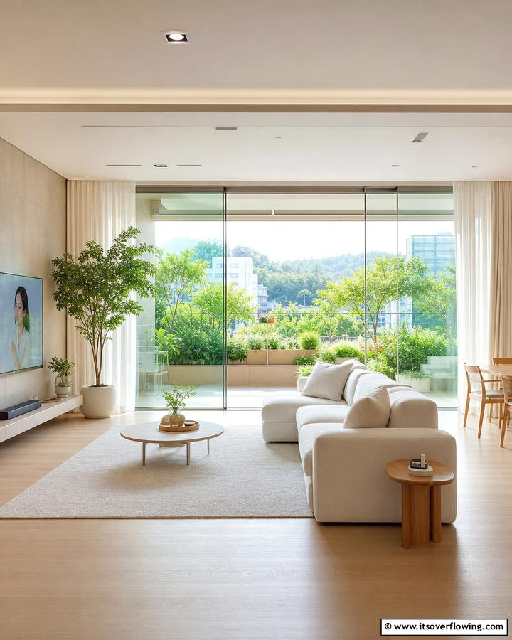 Sliding Glass Doors for Light - 20 Korean Living Room Ideas for a Minimalist Space