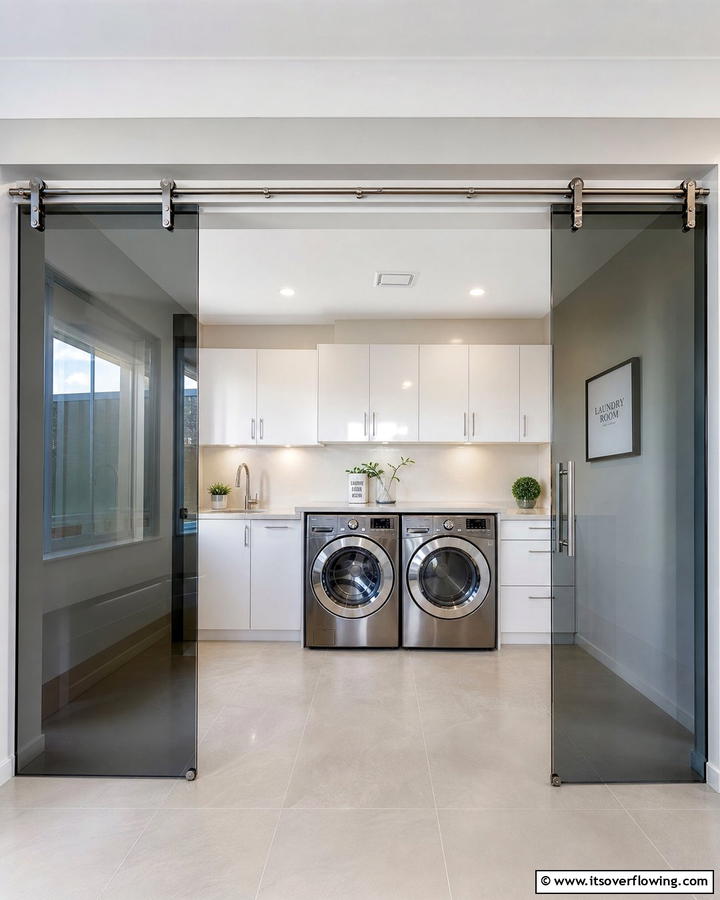 Sliding Glass Doors - 20 Laundry Room Door Ideas for a Stylish and Functional Space