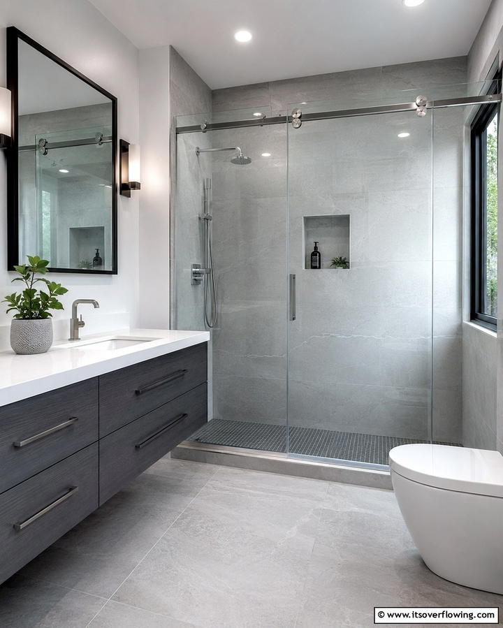 Sliding Glass Shower Doors - 25 Small Bathroom Walk-in Shower Ideas for Modern Homes
