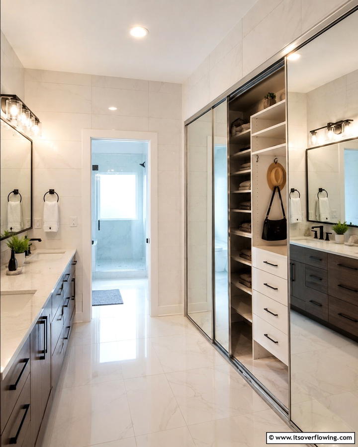 Sliding Mirror Closet - 25 Bathroom Closet Ideas to Maximize Storage and Style