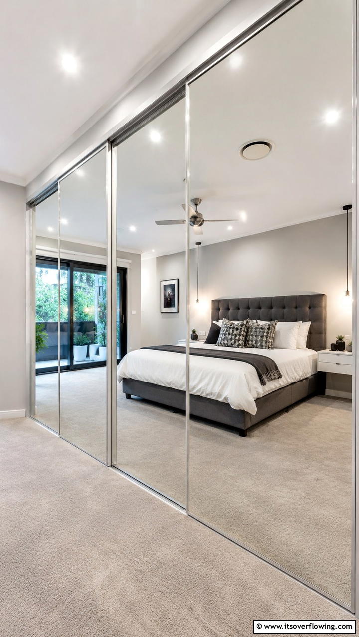 Sliding Mirror Door - 30 Closet Door Ideas to Enhance Style and Functionality
