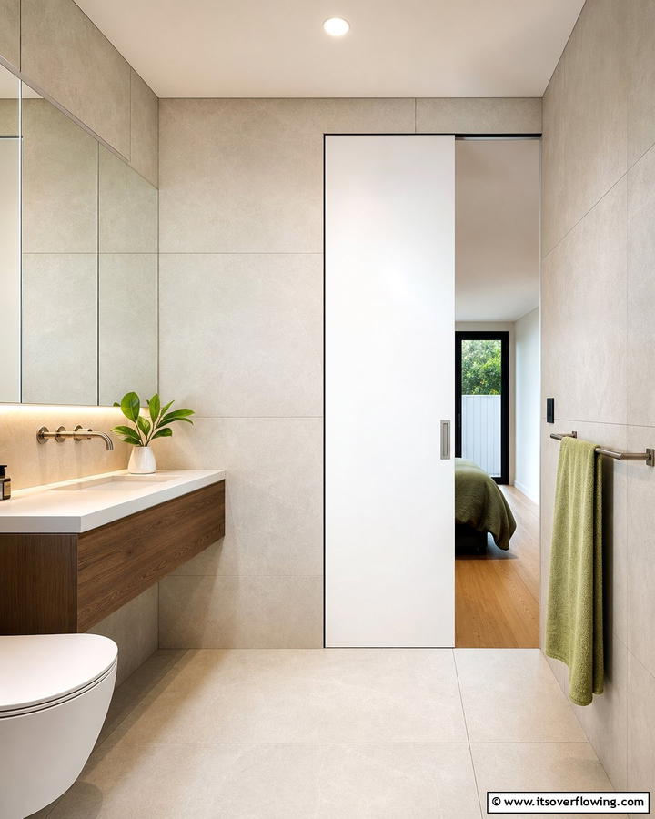 Sliding Panel Pocket Door for Minimalist Appeal - 20 Bathroom Pocket Door Ideas for Modern Homes