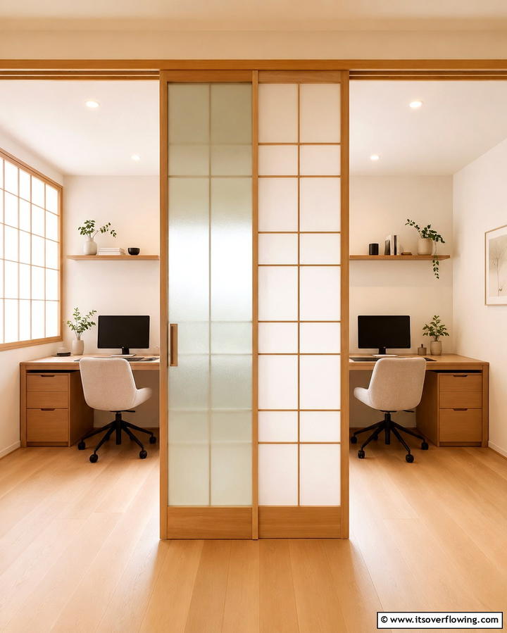 Sliding Partitions for Flexible Privacy - 25 Home Office for Couples Ideas and Designs