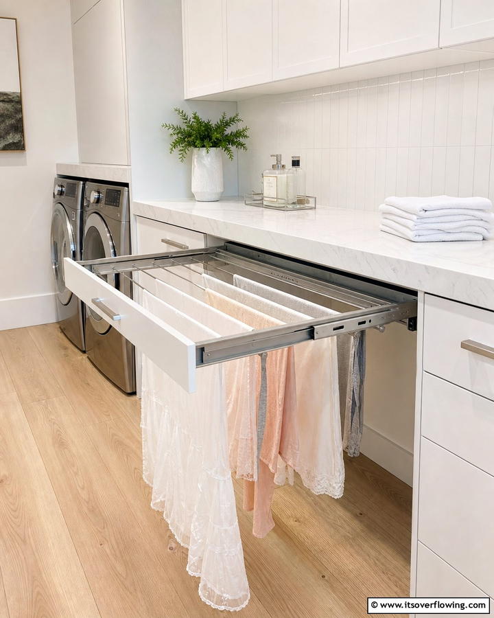 Sliding Rack Drawer - 20 Laundry Room Drying Rack Ideas for Efficient Drying