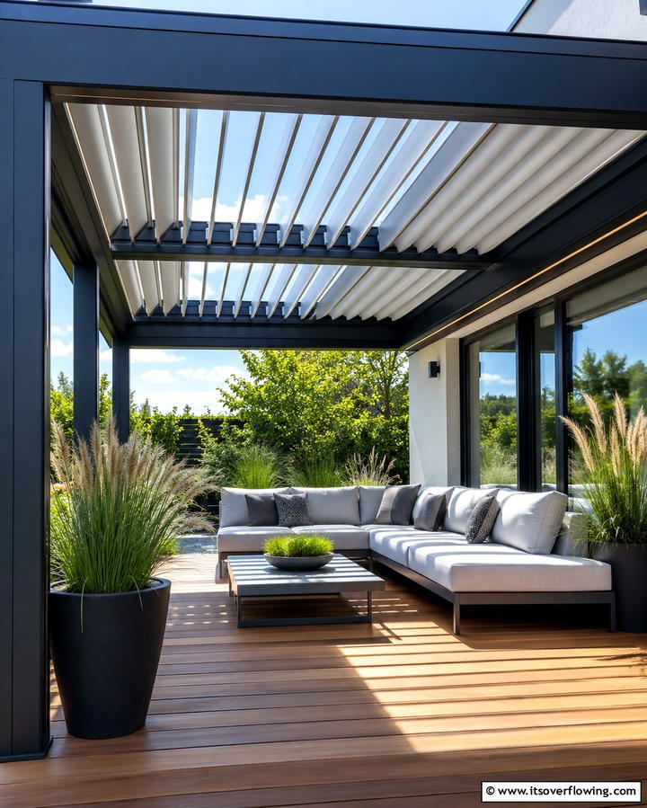 Sliding Roof Pergola - 20 Small Patio Pergola Ideas for Cozy Outdoor Spaces