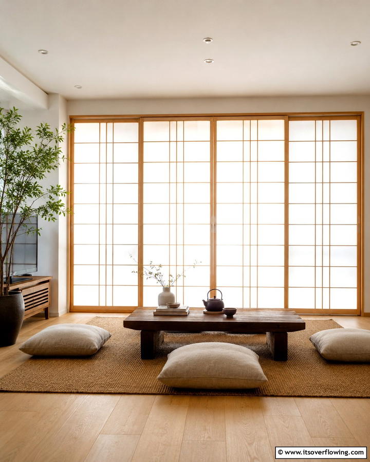 Sliding Shoji Screens - 25 Japanese Style Living Room Ideas for Serenity
