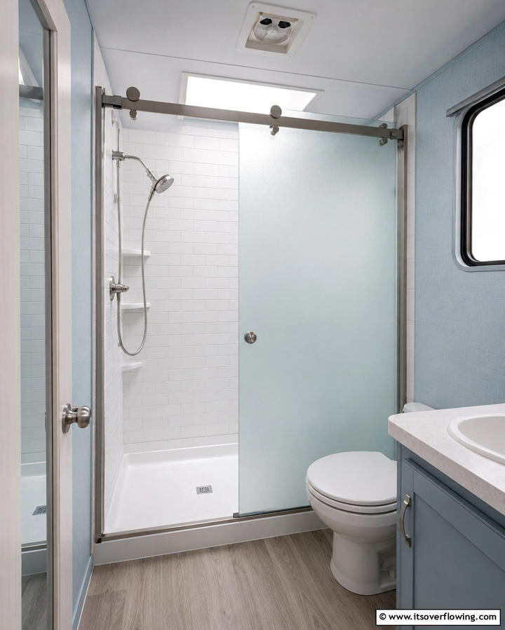 Sliding Shower Doors - 25 Small RV Bathroom Ideas for Compact Spaces