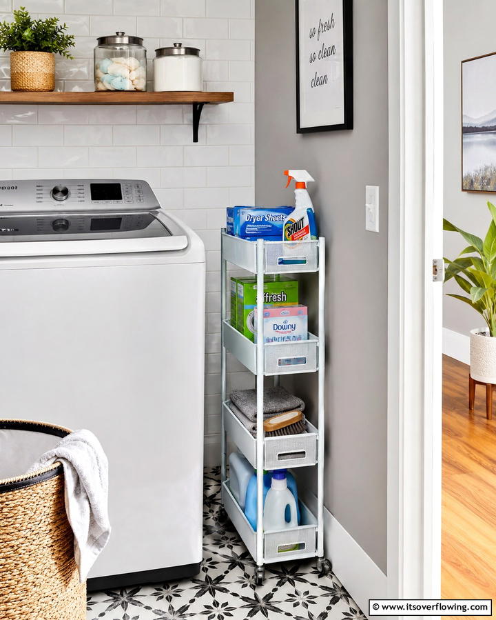 Slim Rolling Carts for Tight Spaces - 20 Small Laundry Room Ideas With a Top Load Washing Machine