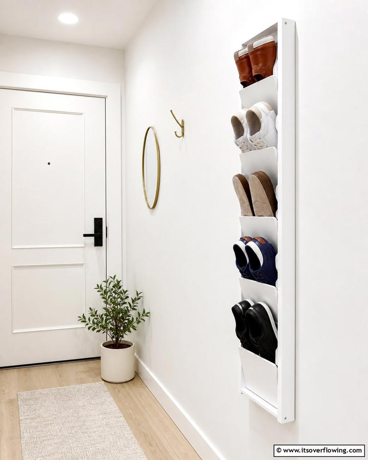 Slim Wall Mounted Shoe Rack - 25 Entryway Shoe Storage Ideas to Keep Your Home Tidy