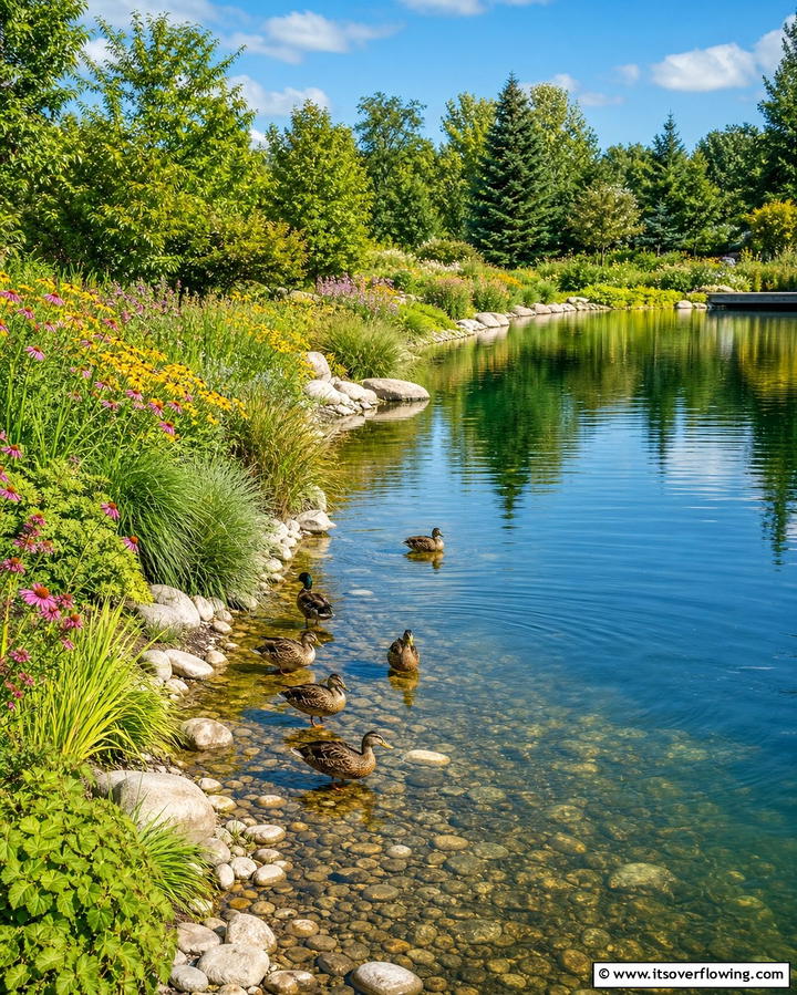 Sloped Pond Edges - 25 Duck Pond Ideas- Beautiful & Functional Designs