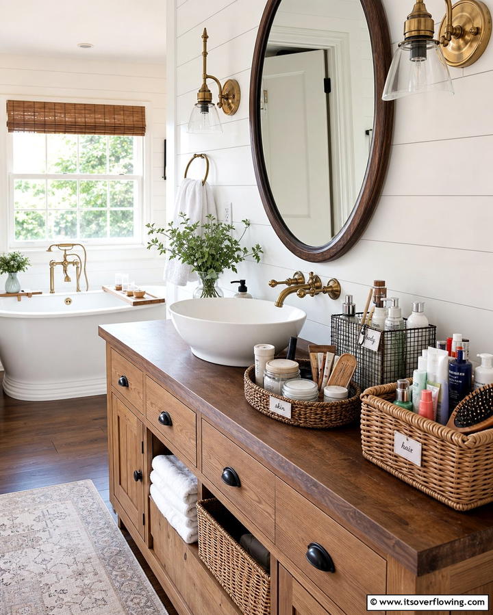 Small Baskets for Categorized Storage - 25 Bathroom Counter Organization Ideas for a Clutter-Free Space
