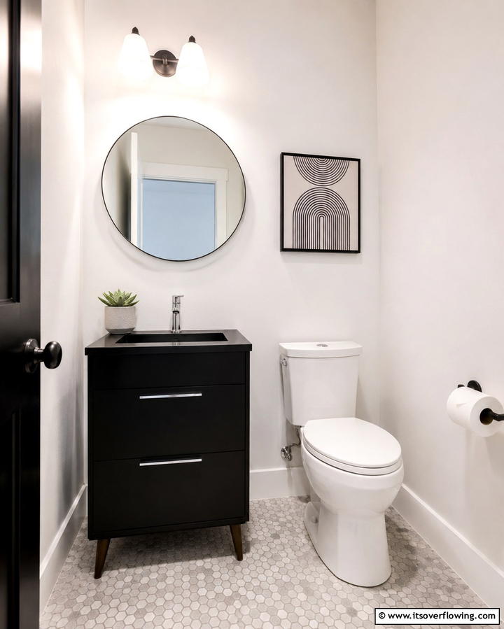 Small Black Vanity for Compact Bathrooms - 25 Black Vanity Bathroom Ideas for a Sleek and Stylish Look