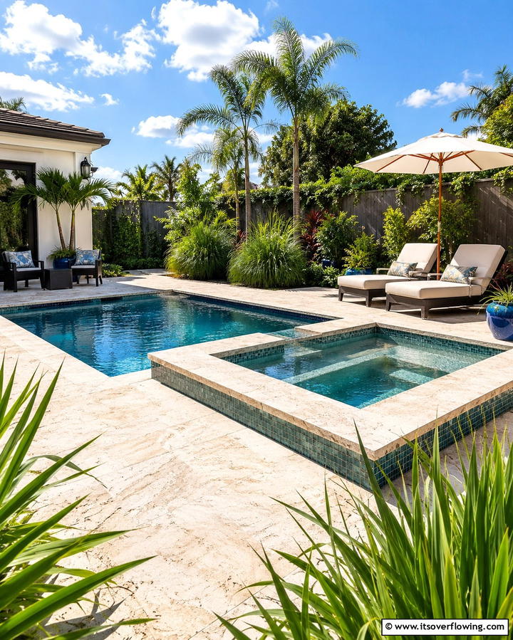 Small Pool or Spa Area - 20 Creative L-Shaped Backyard Ideas for Small Spaces